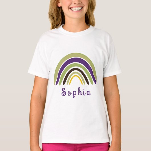 ボーホレインボーパーソナライズされたグリーンの名前 Tシャツ (正面)