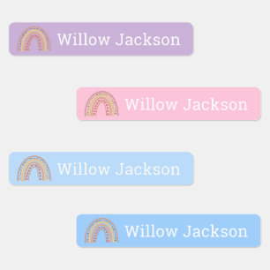 ボーホレインボーラブロードハートパーソナライズされた学校 ラベル