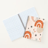 ボーホレインボー抽象芸術ラインアートムーンスター花 ノートブック (内部)