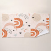 ボーホレインボー抽象芸術ラインアートムーンスター花 バスタオル (バスタオル)