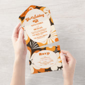 ボーホレトロ フラワーのウェディング オールインワン招待状 (貼ってはがせる)