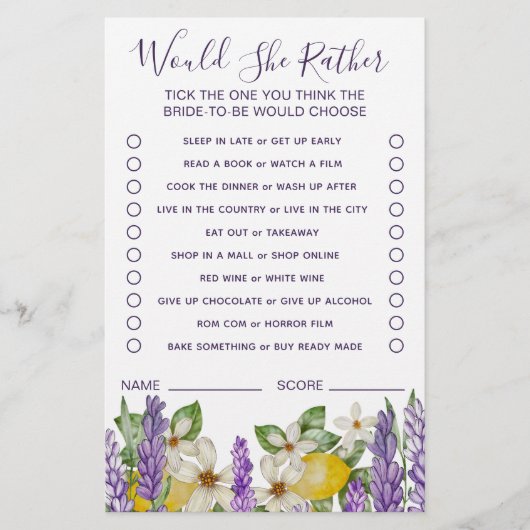 ボーホレモン&ラベンダーは彼女はむしろゲームをする チラシ (正面)