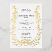 ボーホロマンチックフローラスケッチユリ結婚ー 箔招待状 (正面)