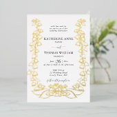 ボーホロマンチックフローラスケッチユリ結婚ー 箔招待状 (立ち正面)