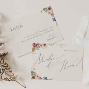 ボーホワイルドフラワーガーデンベージュマトロン名誉カード 招待状