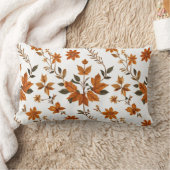 ボーホヴィンテージ冬秋の葉模様のピロー ランバークッション (ブランケット)