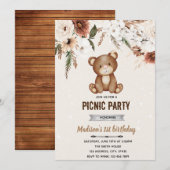 ボーホーくまのシャワーパーティーお誘い 招待状 (正面/裏面)