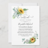 ボーホーなひまわりとユーカリのオンライン仮想結婚式 招待状 (正面)