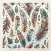 ボーホーなクリスマス ガラスコースター (正面)