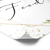 ボーホーなグリーンと葉のゴールド幾何学模様フードサイン ポスター (角)