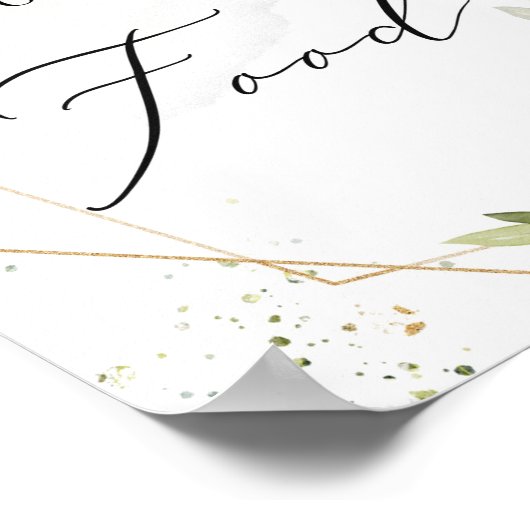 ボーホーなグリーンと葉の幾何学的なフードサイン ポスター (角)