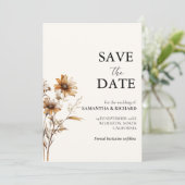 ボーホーなサージグリーンと野の花の結婚式 Save The Date 招待状 (スタンド正面)