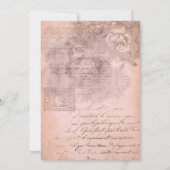 ボーホーなスイレンと多肉植物の水彩グリーン コーラル ベイビー シャワー 招待状 (裏面)