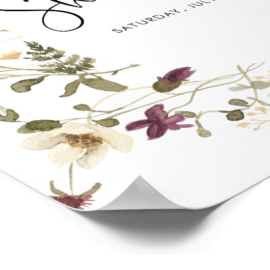 ボーホーなワイルドフラワーの花束 ブライダルシャワーのウェルカムメッセージ ポスター (角)