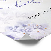 ボーホーな春の紫色のダスティーブルーの花のゲストブック ポスター (角)