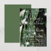 ボーホーな植物のハーブの葉の素朴な納屋の木のスクリプト 招待状 (正面/裏面)