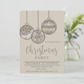 ボーホーな水彩タッチのクリスマスボールを使った企業のホリデーシーズン 招待状 (スタンド正面)