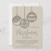 ボーホーな水彩タッチのクリスマスボールを使った企業のホリデーシーズン 招待状 (正面)