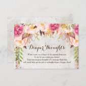 ボーホーな水彩画の花柄のオムツに浮かんだ思考 エンクロージャーカード (正面/裏面)