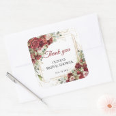 ボーホーな水彩画の赤とピンクのバラ ブライダルシャワー スクエアシール (封筒)