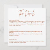 ボーホーな温かいウェディング ウェルカムカード 招待状 (裏面)