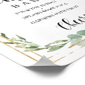 ボーホーな緑の葉とゴールドのミモザバーの装飾 ポスター (角)