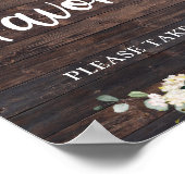 ボーホーな緑の葉の装飾と木のウェルカムサイン ポスター (角)