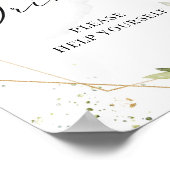 ボーホーな緑の葉飾りとゴールドの幾何学的なドリンクサイン ポスター (角)