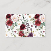 ボーホーな赤と紫の水彩花 プレイスカード (裏面)