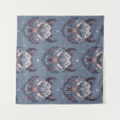 ボーホーの飾り付き狼の頭 タペストリー (正面(横))