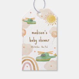 ボーホーアドベンチャー ヘリコプター 飛行機 ベビーシャワー ギフトタグ