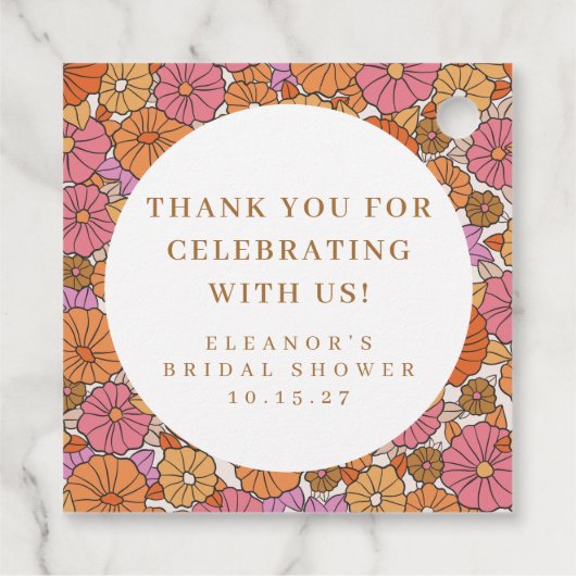 ボーホーアーシー フラワー ブライダルシャワー カスタム サンクス フェイバータグ (裏面)