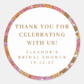 ボーホーアースィー フラワー ブライダルシャワー オーダーメイド サンクス ラウンドシール (正面)