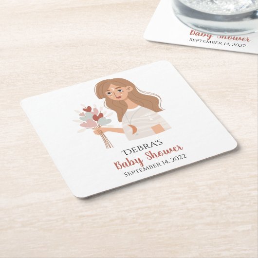 ボーホーアースマザー ハートの花束 オーダーメイド スクエアペーパーコースター (アングル)