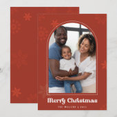 ボーホーアーチの雪の結晶の写真 メリークリスマス 招待状 (正面/裏面)