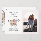 ボーホーアーチ ダスティオーチッド フォト ウェディング セーブザデート (正面/裏面)