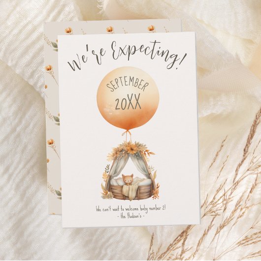 ボーホーイエローバルーン妊娠発表 招待状