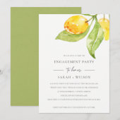 ボーホーイエロー水彩画の葉 オリーブエンゲージメント 招待状 (正面/裏面)