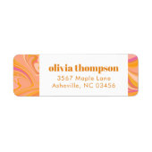 ボーホーイエロー ピンク マーブル オーダーメイド 返送先住所 ラベル (正面)