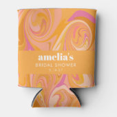 ボーホーイエロー ピンク マーブル カスタム ブライダル シャワー ネーム 缶クーラー (正面)