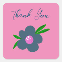 ボーホーインディゴブルーフラワー | スクエアパーティーステッカー