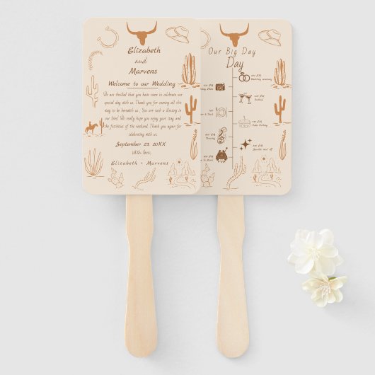 ボーホーウェスタンカウボーイイラスト イベントタイムライン ハンドファン (正面&裏面)