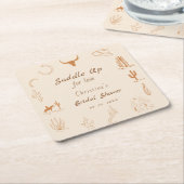 ボーホーウェスタン サドルアップ カウボーイ ブライズシャワー スクエアペーパーコースター (アングル)