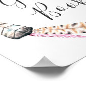 ボーホーウェディングのゲストブック。水彩の羽根の花輪 ポスター (角)