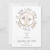 ボーホーウェディングの楽しいお知らせ ピンクのケーキが好きならこの日を救って セーブザデート (正面)