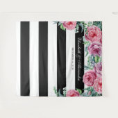 ボーホーウェディングの背景。ピンクの花の背景 タペストリー (正面(横))