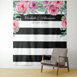 ボーホーウェディングの背景。ピンクの花の背景 タペストリー