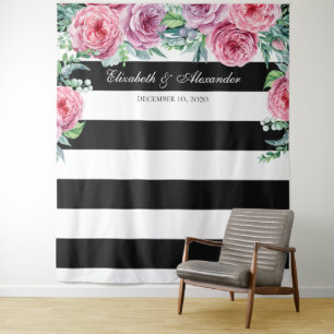 ボーホーウェディングの背景。ピンクの花の背景 タペストリー