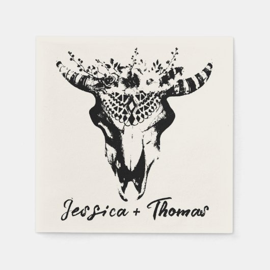 ボーホーウェディングパーソナライズドカクテル スタンダードカクテルナプキン (正面)