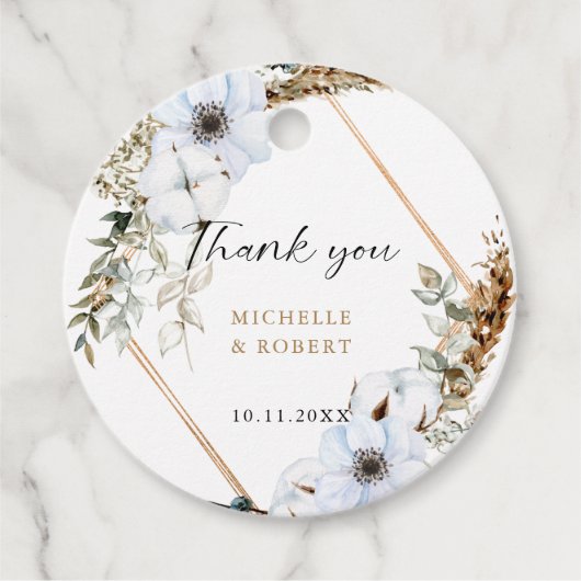 ボーホーウェディングフレーム エレガントな花の秋の結婚式 フェイバータグ (正面)